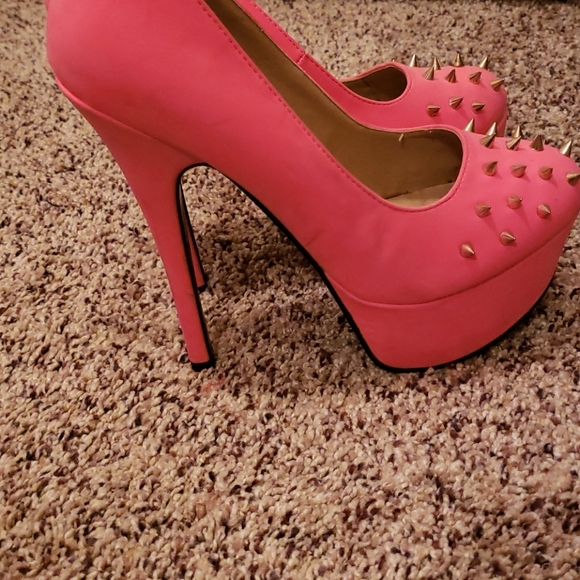 Hot Pink Barbiecore Spike Platform Heels - Picture 5 of 7